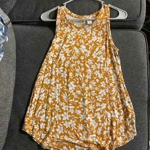 Old Navy Luxe XS Yellow/White Floral Tank Top